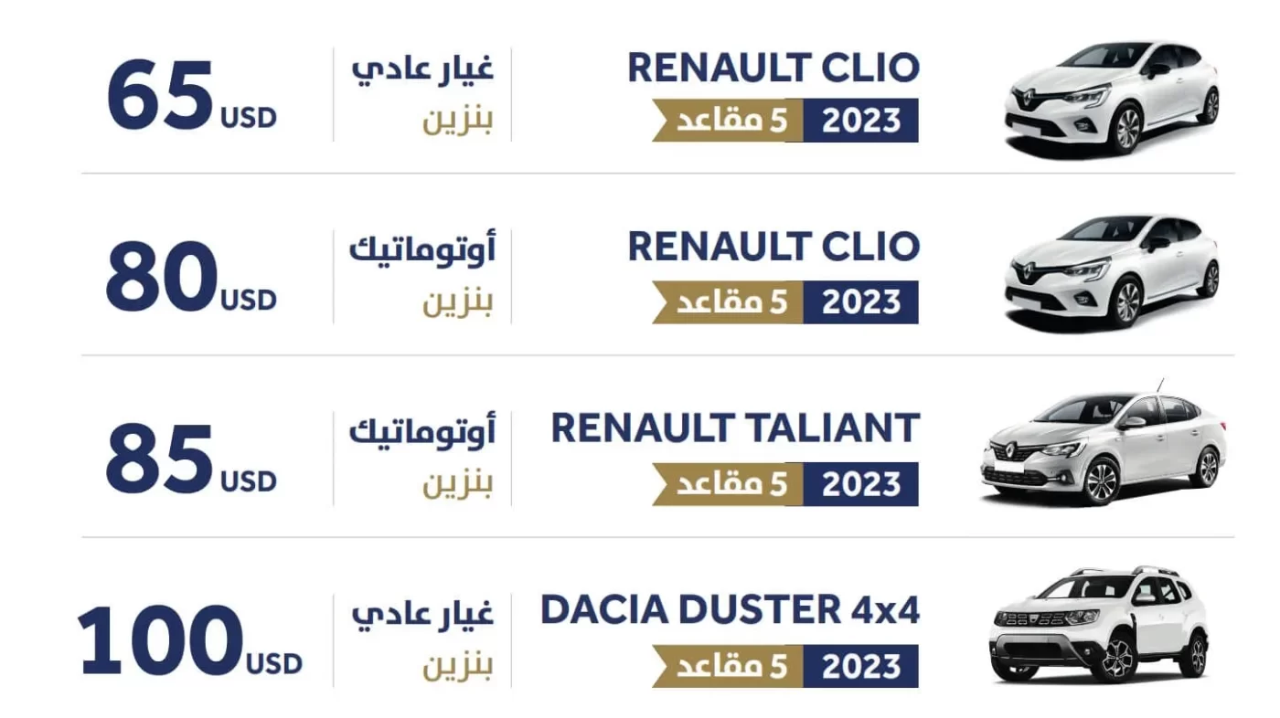 أسعار اجار السيارت في طرابزون 2023