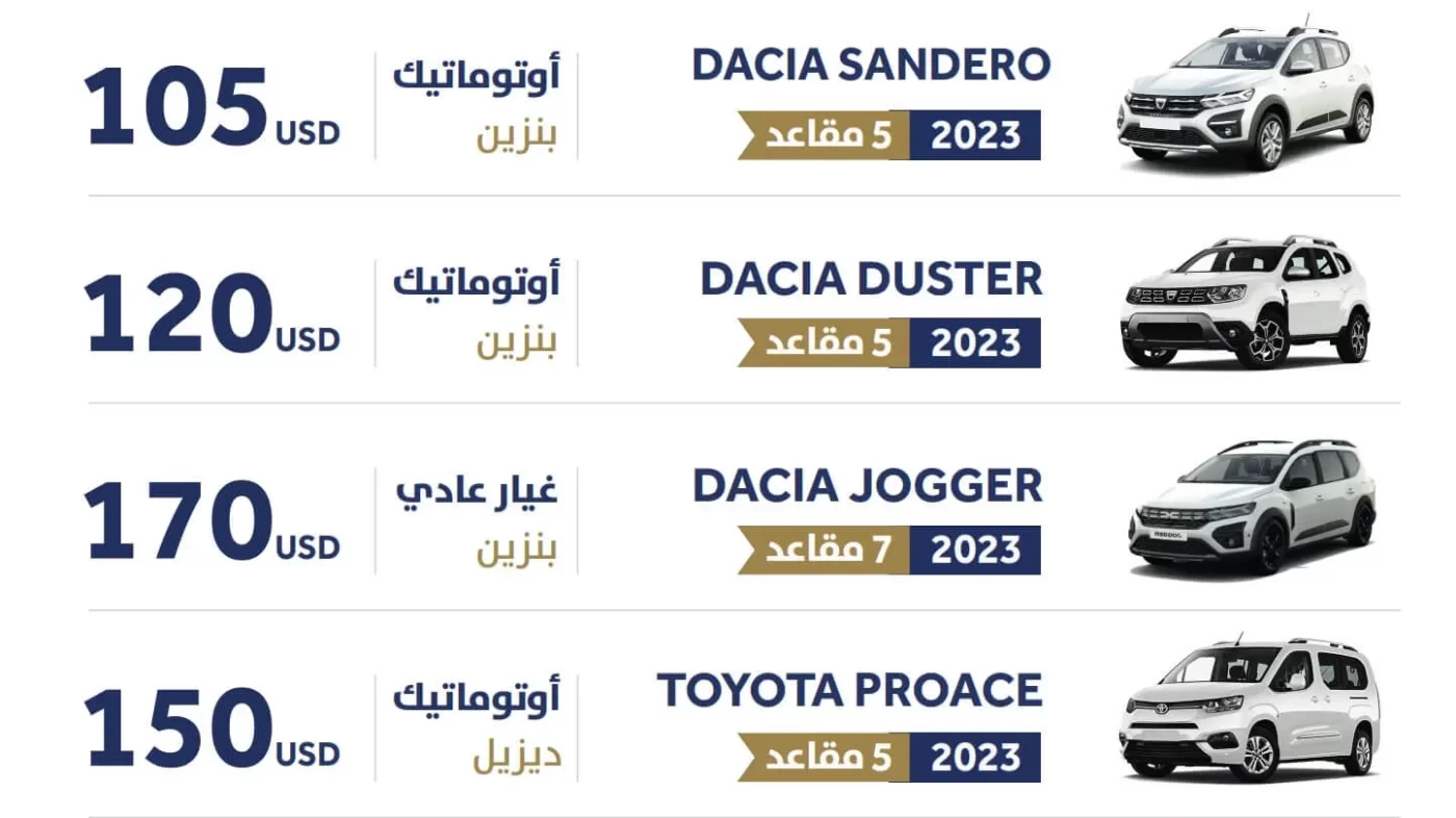 أسعار تأجير السيارت في طرابزون 2023